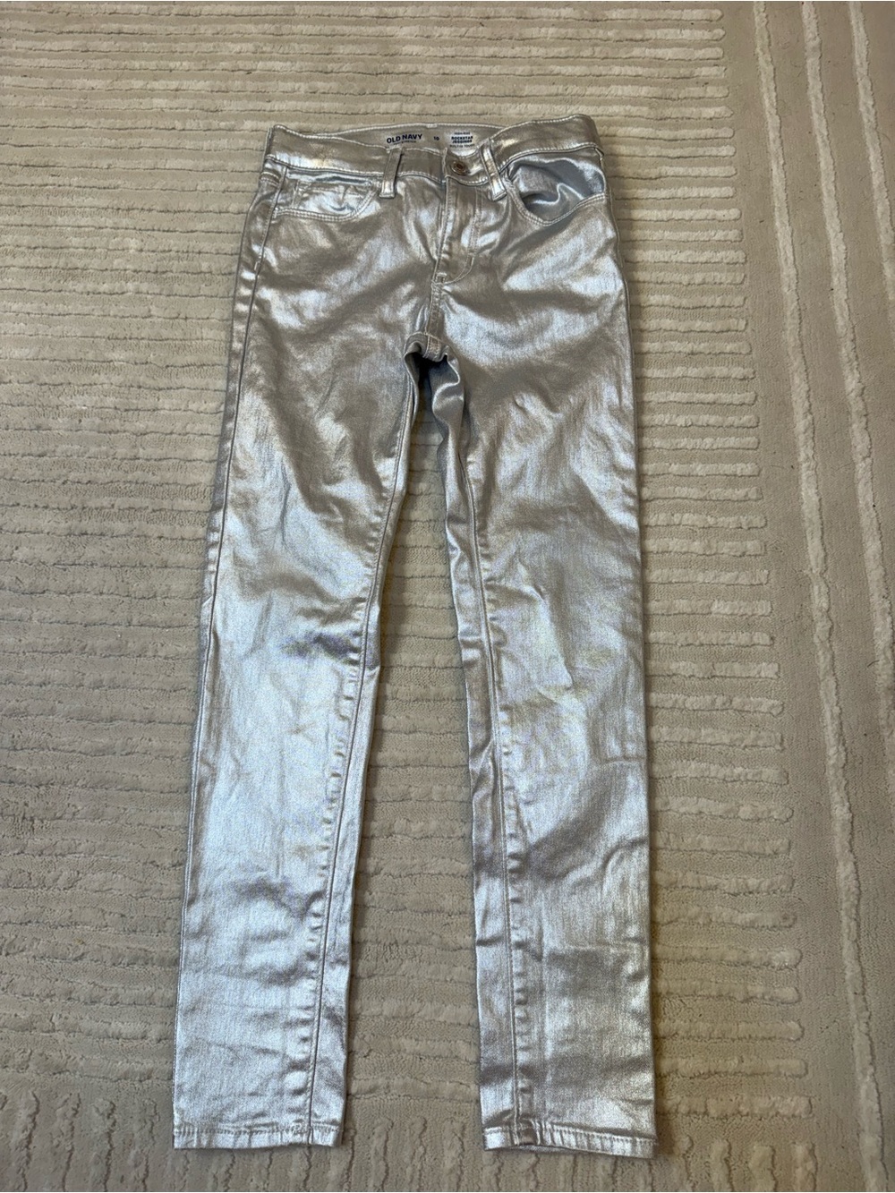 Old Navy Silver Metallic Skinny Jeans Girls size 10
